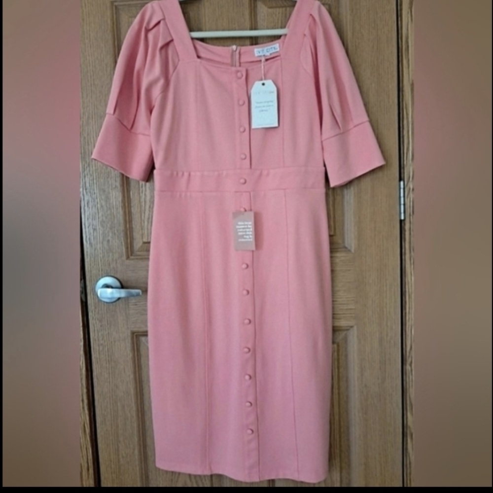 NWT Ivy City Co. "LINDSAY" Coral MIDI Dress XL